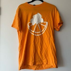 Gildan Bright Orange Tee with White Citrus Design (Orange Cream Coca-Cola)
